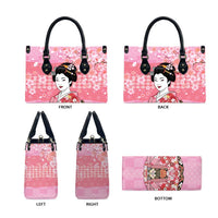 Japanese Geisha Cherry Blossom Leather Bag Pink Palaka Hawaii Pattern Fusion Design LT19 - Polynesian Pride