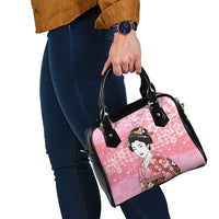 Japanese Geisha Cherry Blossom Shoulder Handbag Pink Palaka Hawaii Pattern Fusion Design LT19 - Polynesian Pride