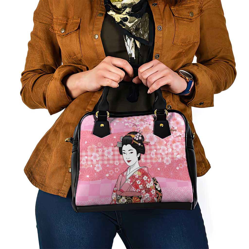 Japanese Geisha Cherry Blossom Shoulder Handbag Pink Palaka Hawaii Pattern Fusion Design LT19 - Polynesian Pride