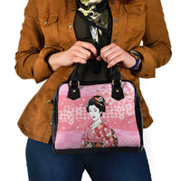 Japanese Geisha Cherry Blossom Shoulder Handbag Pink Palaka Hawaii Pattern Fusion Design LT19 - Polynesian Pride