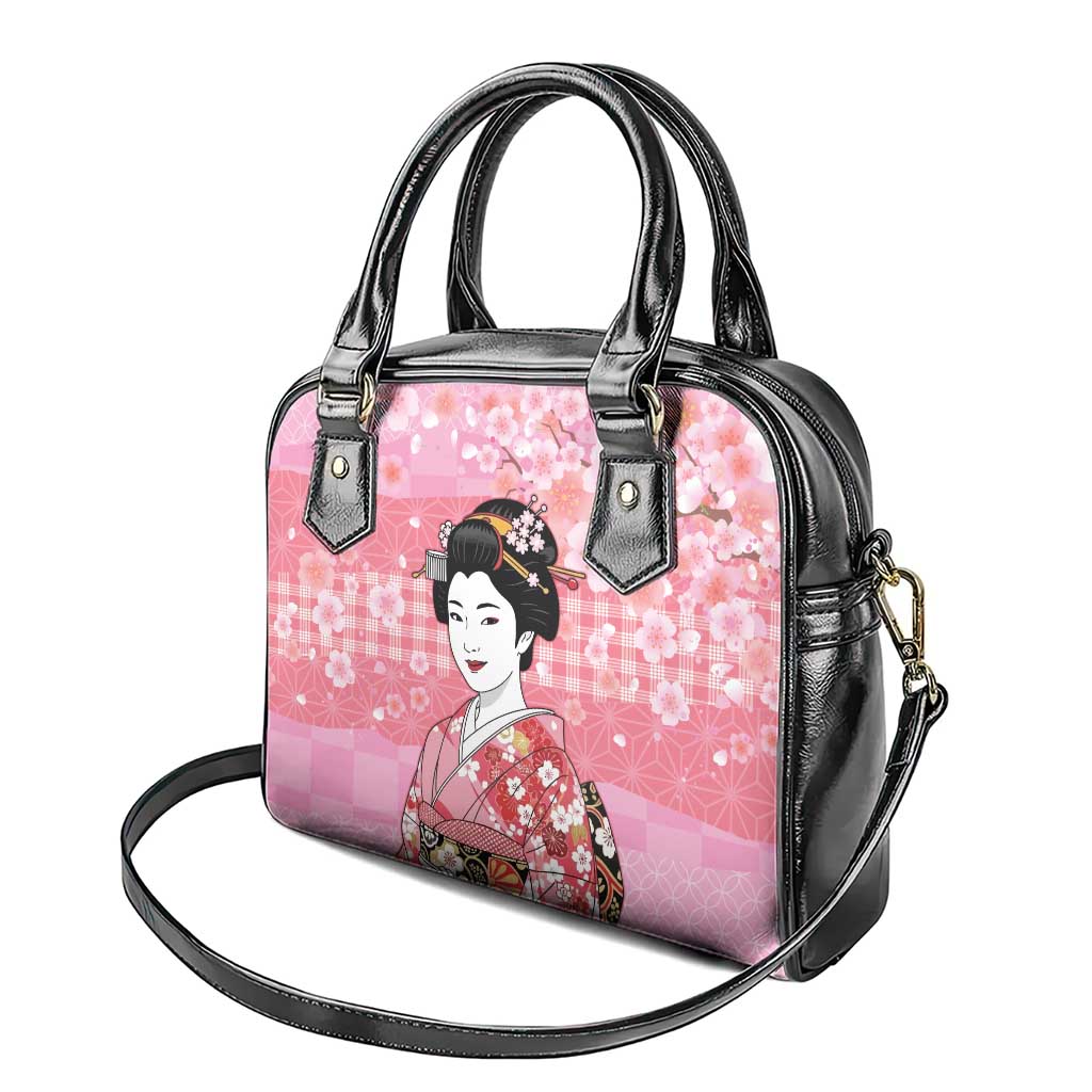 Japanese Geisha Cherry Blossom Shoulder Handbag Pink Palaka Hawaii Pattern Fusion Design LT19 - Polynesian Pride