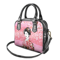 Japanese Geisha Cherry Blossom Shoulder Handbag Pink Palaka Hawaii Pattern Fusion Design LT19 - Polynesian Pride