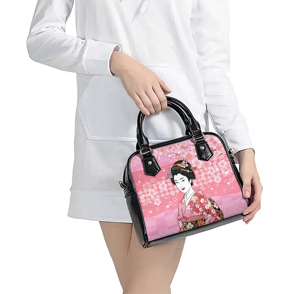 Japanese Geisha Cherry Blossom Shoulder Handbag Pink Palaka Hawaii Pattern Fusion Design LT19 - Polynesian Pride