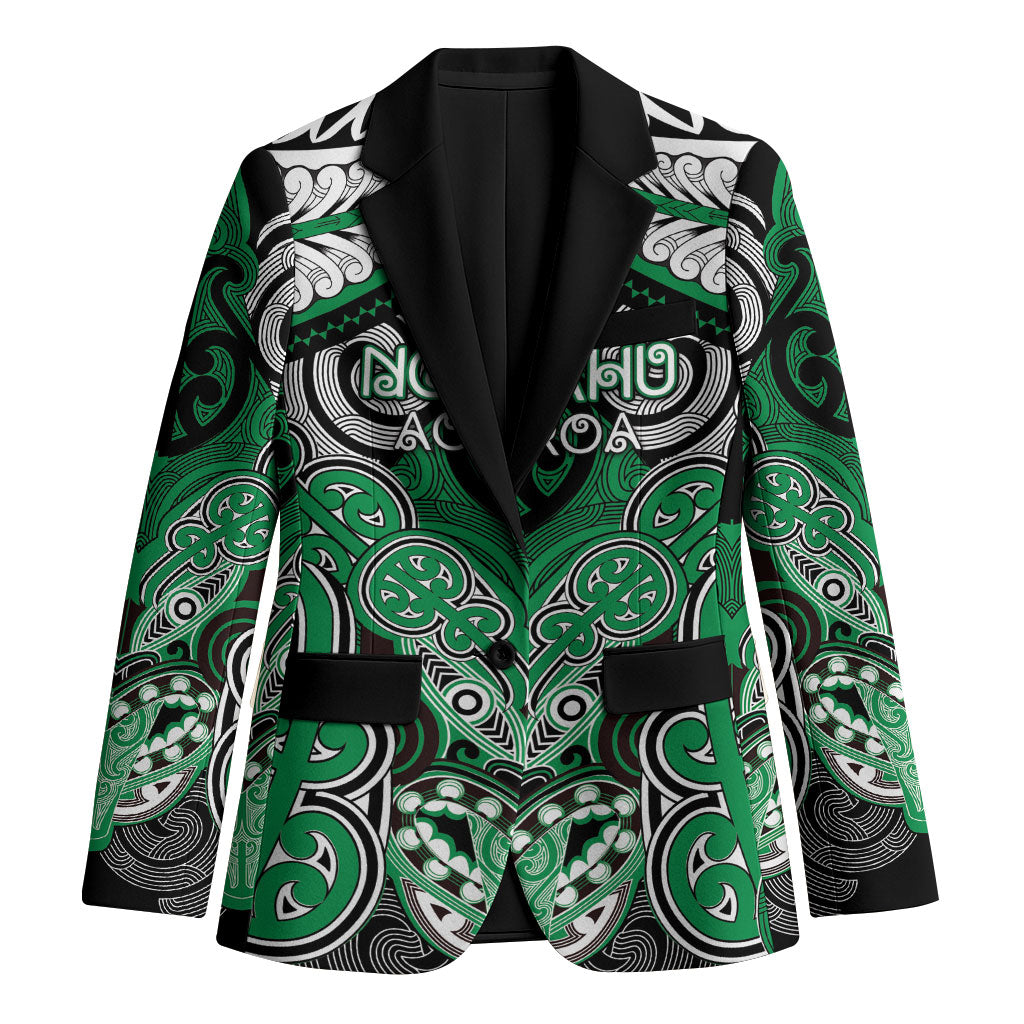 Aotearoa Iwi Ngai Tahu Personalised Blazer Maori Kowhaiwhai Pattern LT19 Unisex Green - Polynesian Pride