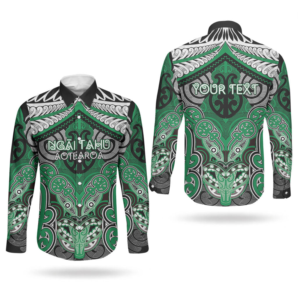 Aotearoa Iwi Ngai Tahu Personalised Couples Matching Short Sleeve Bodycon Dress and Long Sleeve Button Shirt Maori Kowhaiwhai Pattern