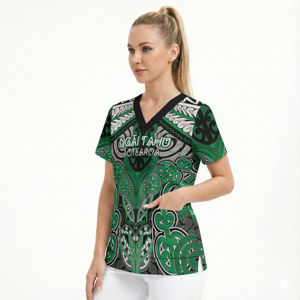 Aotearoa Iwi Ngai Tahu Personalised Scrub Top Maori Kowhaiwhai Pattern LT19 - Polynesian Pride