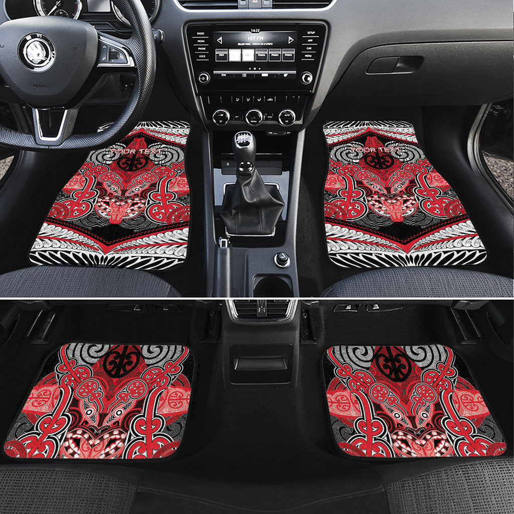 Aotearoa Iwi Te Arawa Personalised Car Mats Maori Kowhaiwhai Pattern LT19 Set 4pcs Red - Polynesian Pride