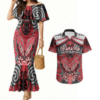 Aotearoa Iwi Te Arawa Personalised Couples Matching Mermaid Dress and Hawaiian Shirt Maori Kowhaiwhai Pattern