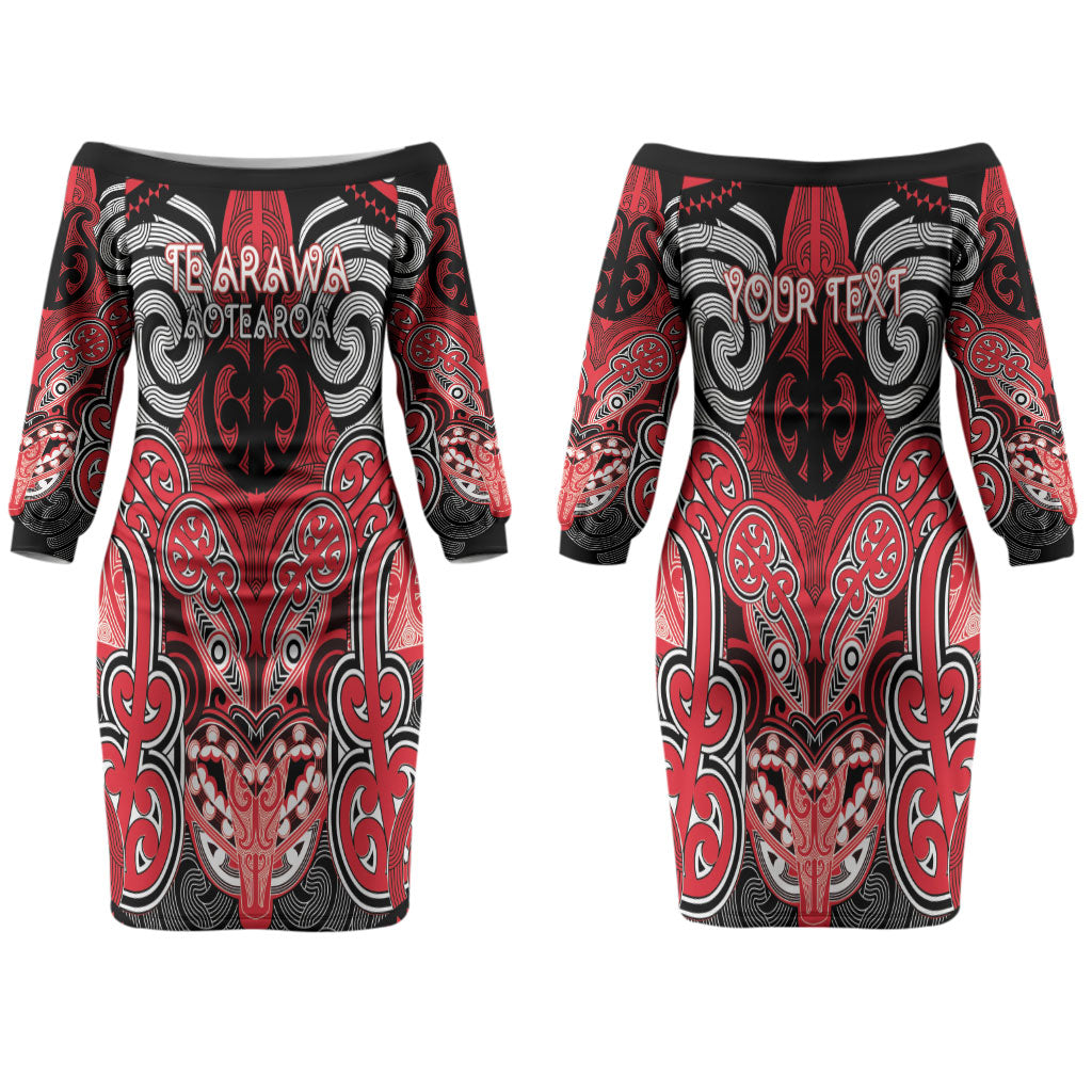 Aotearoa Iwi Te Arawa Personalised Couples Matching Off The Shoulder Long Sleeve Dress and Hawaiian Shirt Maori Kowhaiwhai Pattern LT19 - Polynesian Pride