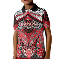 Aotearoa Iwi Te Arawa Personalised Kid Polo Shirt Maori Kowhaiwhai Pattern LT19 Kid Red - Polynesian Pride