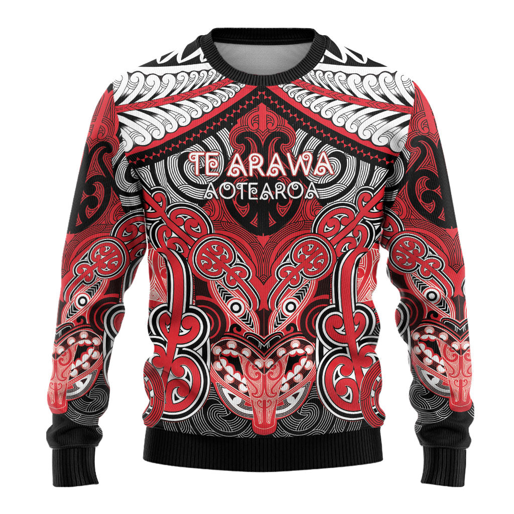 Aotearoa Iwi Te Arawa Personalised Ugly Christmas Sweater Maori Kowhaiwhai Pattern