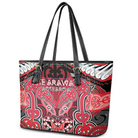Aotearoa Iwi Te Arawa Leather Tote Bag Maori Kowhaiwhai Pattern LT19 - Polynesian Pride
