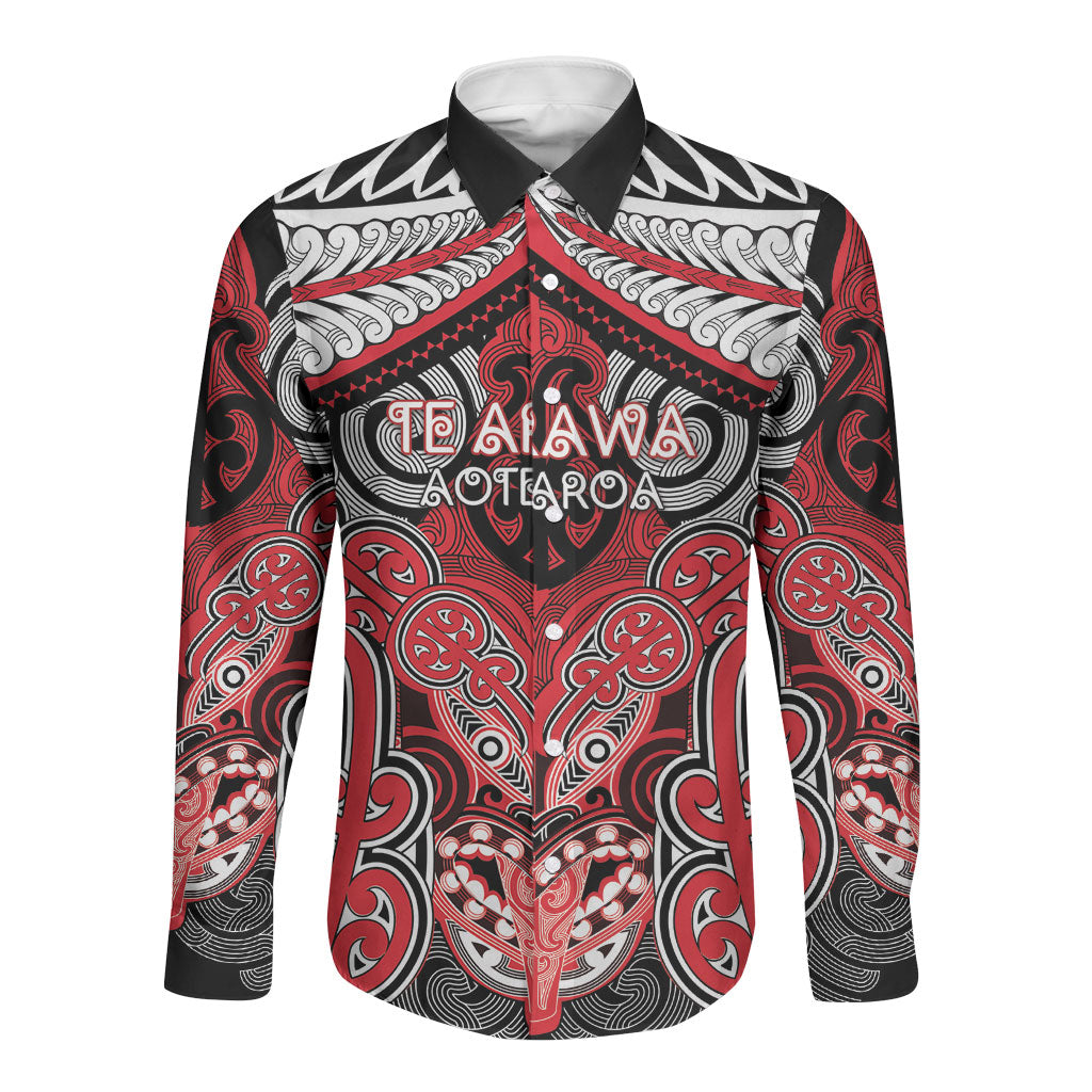 Aotearoa Iwi Te Arawa Personalised Long Sleeve Button Shirt Maori Kowhaiwhai Pattern
