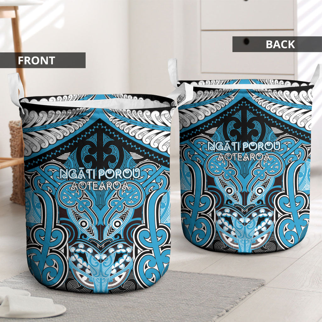 Aotearoa Iwi Ngati Porou Laundry Basket Maori Kowhaiwhai Pattern