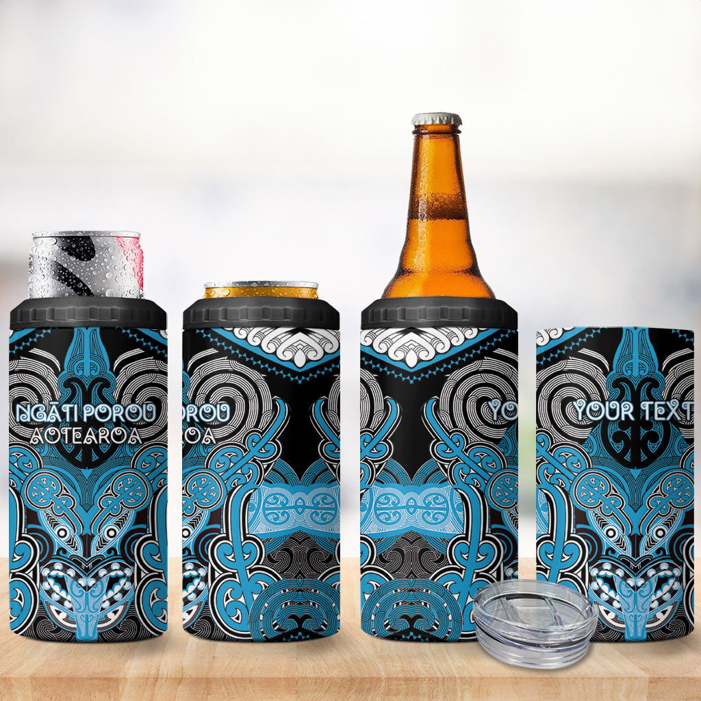 Aotearoa Iwi Ngati Porou Personalised 4 in 1 Can Cooler Tumbler Maori Kowhaiwhai Pattern
