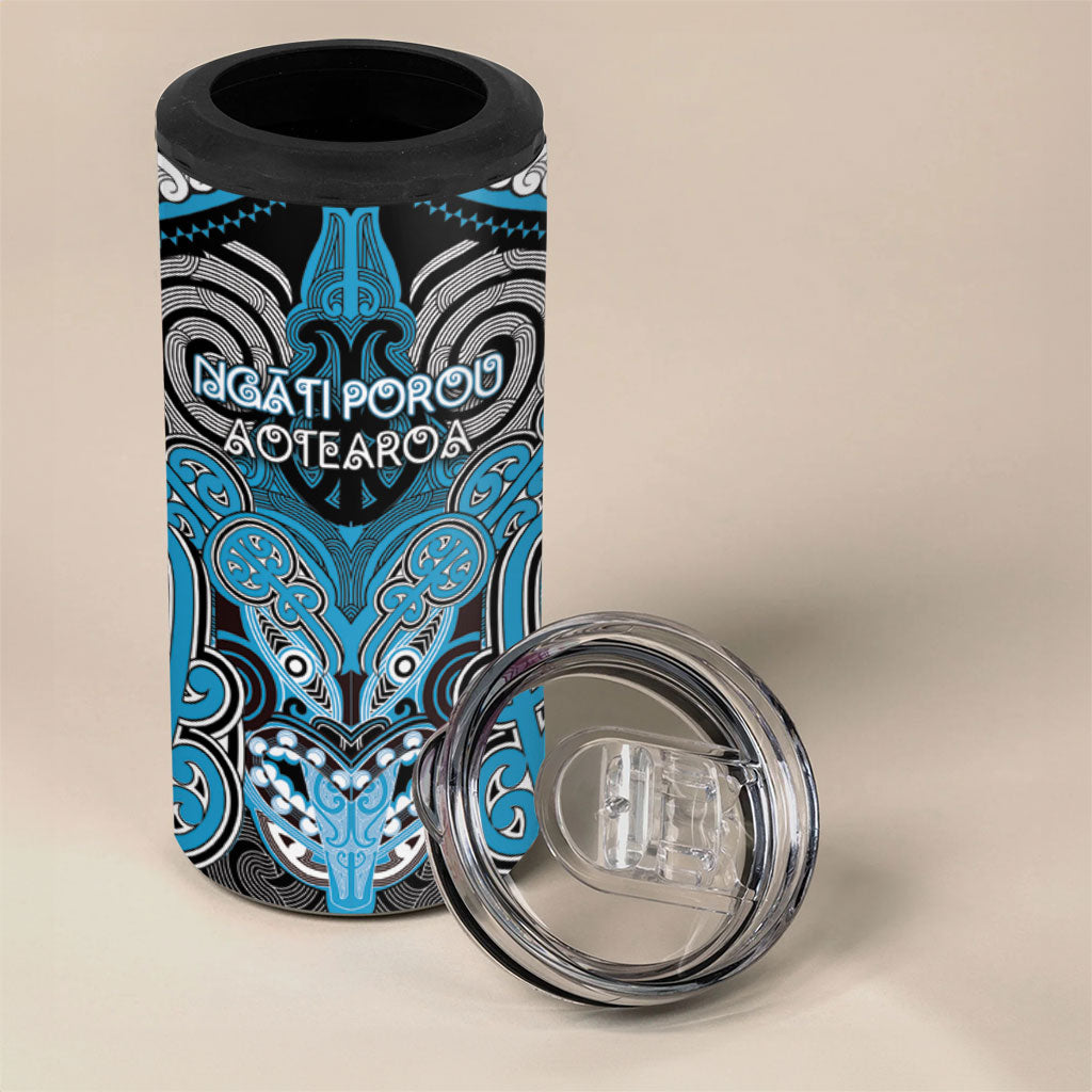 Aotearoa Iwi Ngati Porou Personalised 4 in 1 Can Cooler Tumbler Maori Kowhaiwhai Pattern