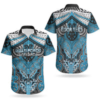 Aotearoa Iwi Ngati Porou Personalised Couples Matching Off The Shoulder Long Sleeve Dress and Hawaiian Shirt Maori Kowhaiwhai Pattern