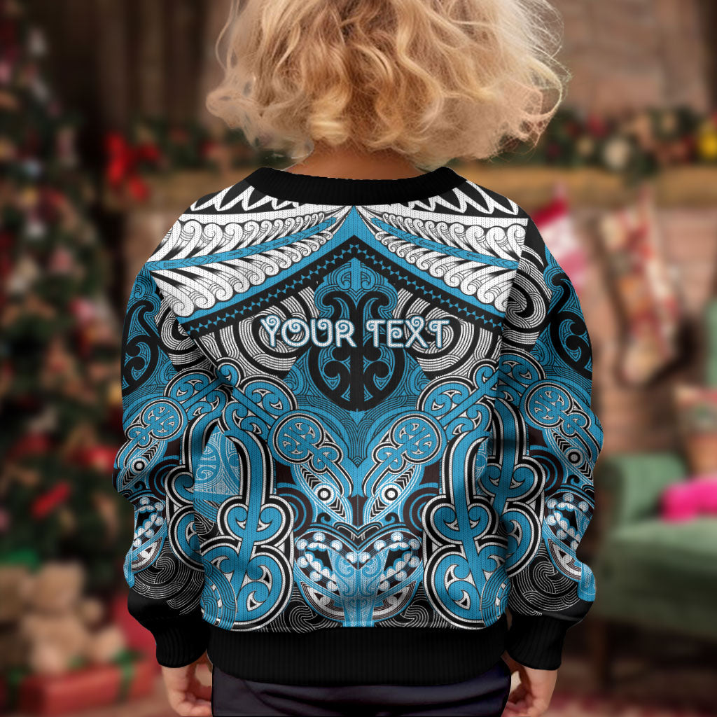 Aotearoa Iwi Ngati Porou Personalised Kid Ugly Christmas Sweater Maori Kowhaiwhai Pattern