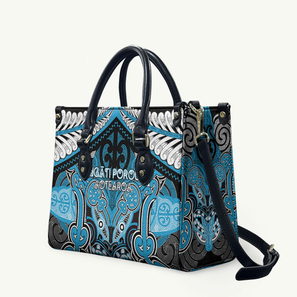 Aotearoa Iwi Ngati Porou Leather Bag Maori Kowhaiwhai Pattern