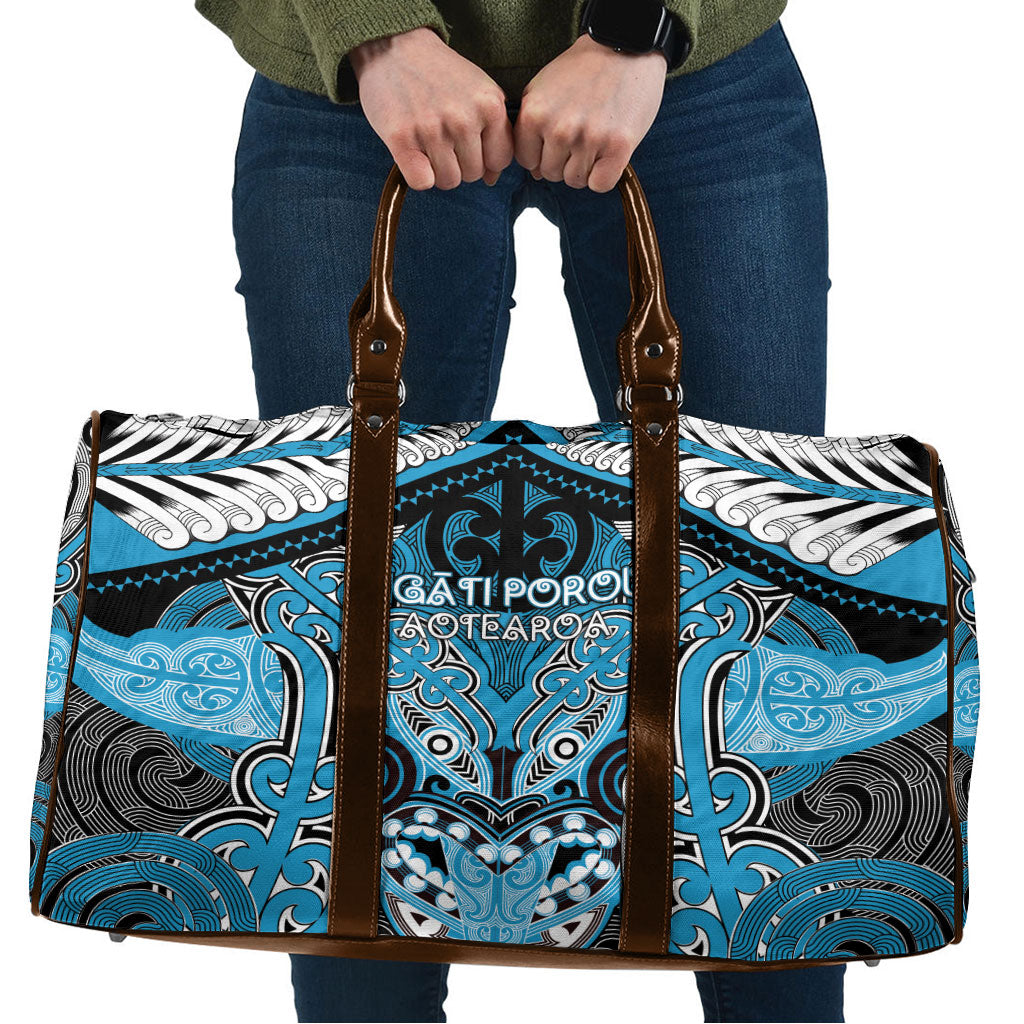 Aotearoa Iwi Ngati Porou Travel Bag Maori Kowhaiwhai Pattern LT19 Blue - Polynesian Pride