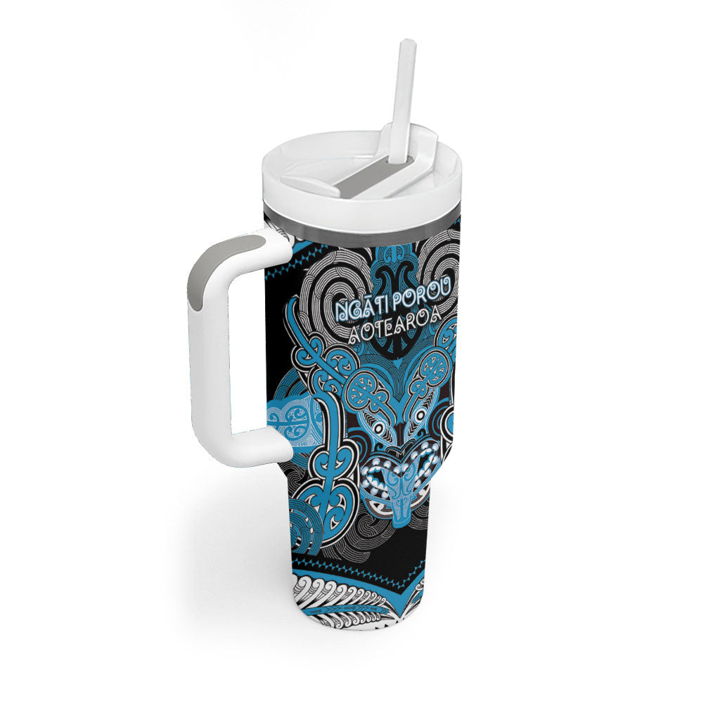 Aotearoa Iwi Ngati Porou Personalised Tumbler With Handle Maori Kowhaiwhai Pattern LT19 - Polynesian Pride
