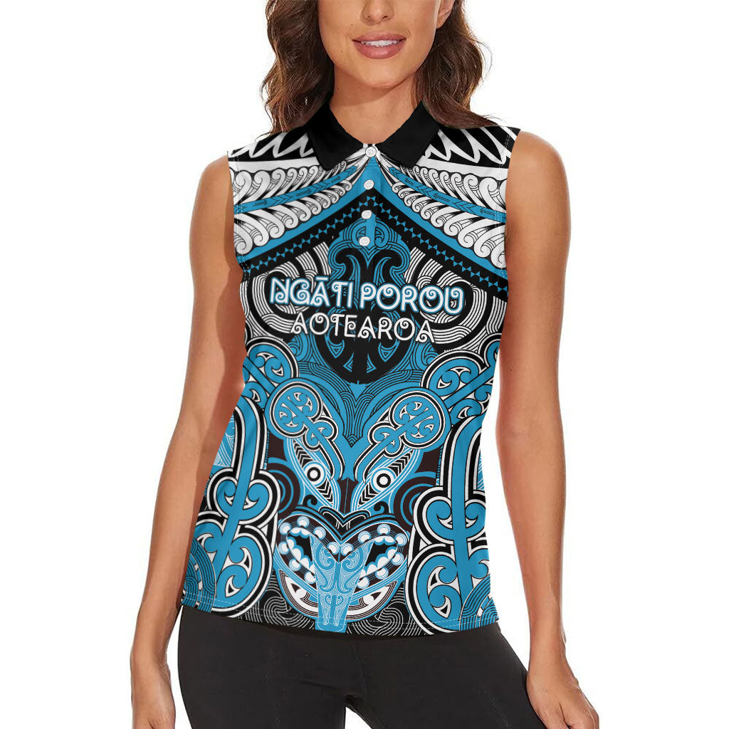 Aotearoa Iwi Ngati Porou Personalised Women Sleeveless Polo Shirt Maori Kowhaiwhai Pattern