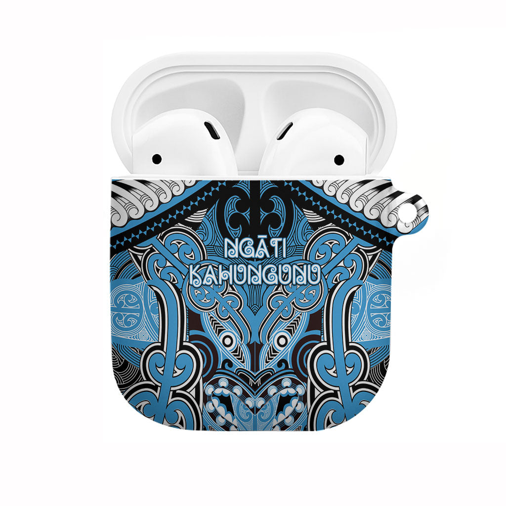 Aotearoa Iwi Ngati Kahungunu AirPods Case Maori Kowhaiwhai Pattern LT19 Blue - Polynesian Pride