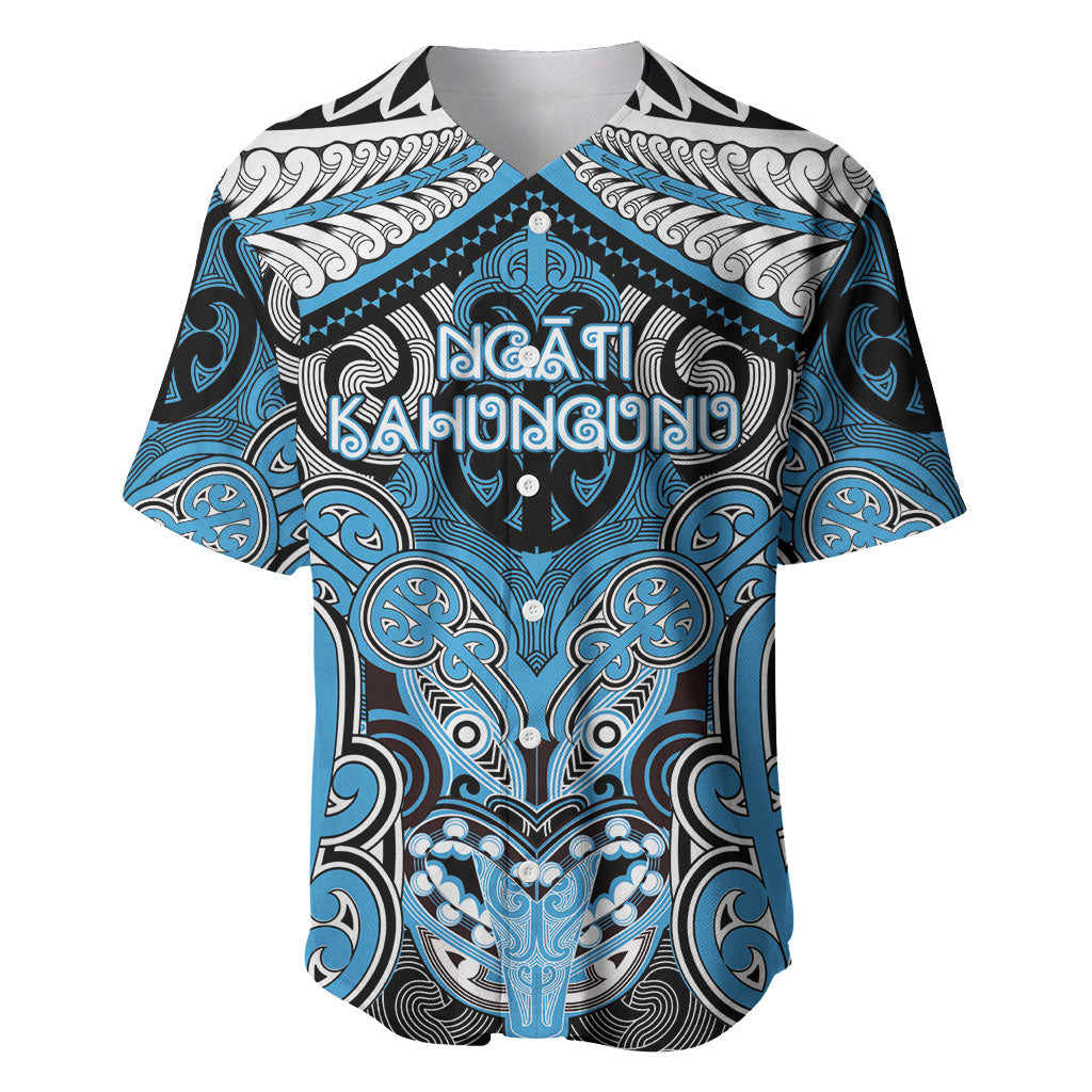 Aotearoa Iwi Ngati Kahungunu Personalised Baseball Jersey Maori Kowhaiwhai Pattern LT19 Blue - Polynesian Pride