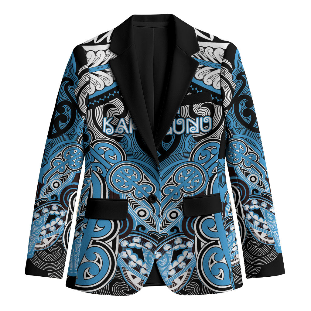 Aotearoa Iwi Ngati Kahungunu Personalised Blazer Maori Kowhaiwhai Pattern LT19 Unisex Blue - Polynesian Pride