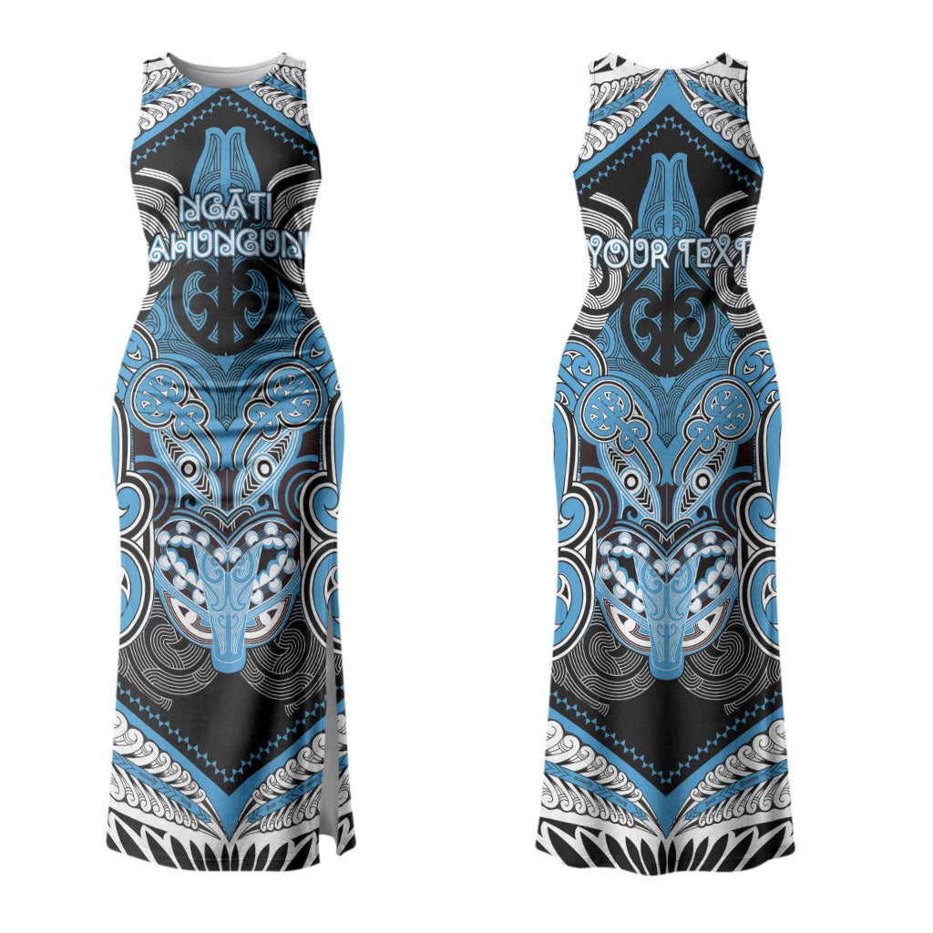Aotearoa Iwi Ngati Kahungunu Personalised Couples Matching Tank Maxi Dress and Long Sleeve Button Shirt Maori Kowhaiwhai Pattern
