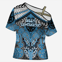 Aotearoa Iwi Ngati Kahungunu Personalised Cross Shoulder Shirt Maori Kowhaiwhai Pattern