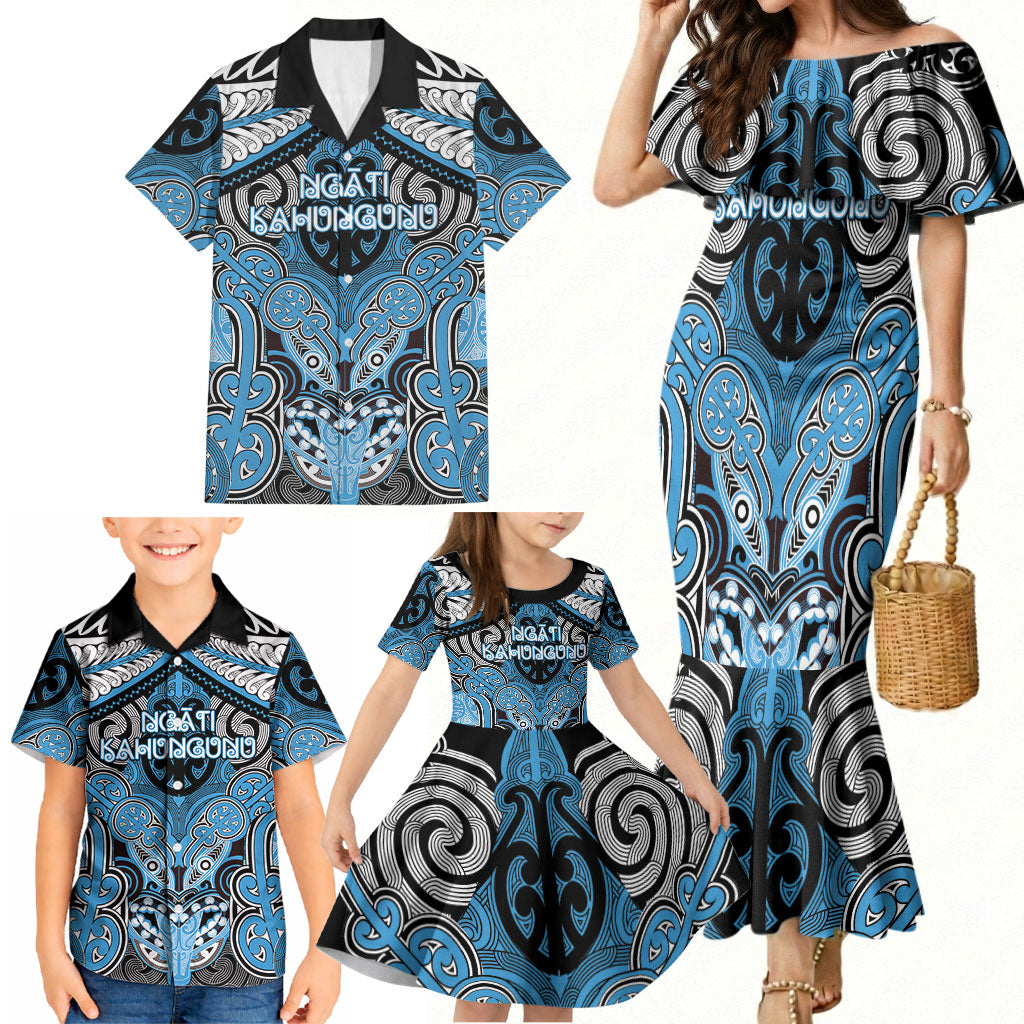 Aotearoa Iwi Ngati Kahungunu Personalised Family Matching Mermaid Dress and Hawaiian Shirt Maori Kowhaiwhai Pattern LT19 - Polynesian Pride