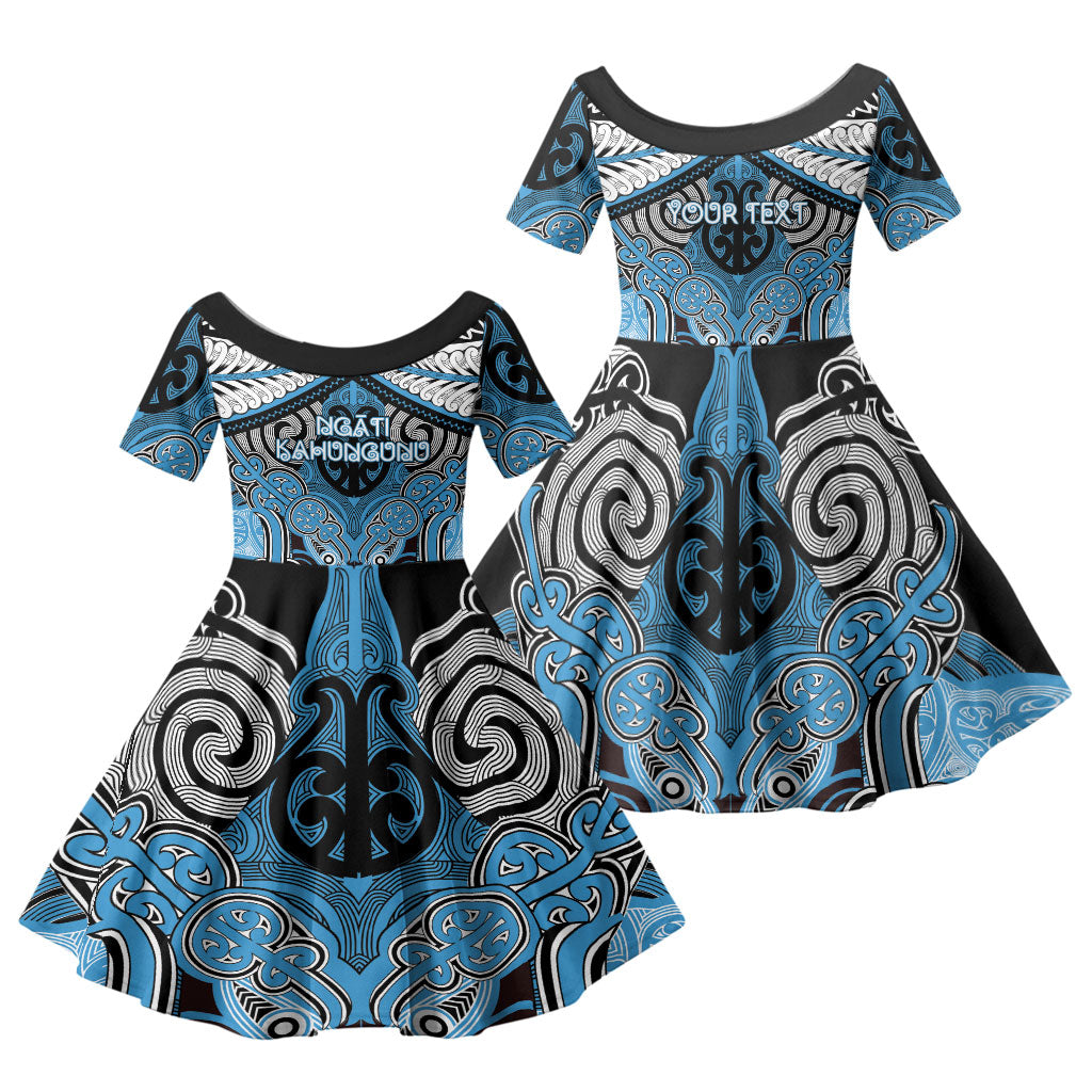 Aotearoa Iwi Ngati Kahungunu Personalised Family Matching Off Shoulder Short Dress and Hawaiian Shirt Maori Kowhaiwhai Pattern