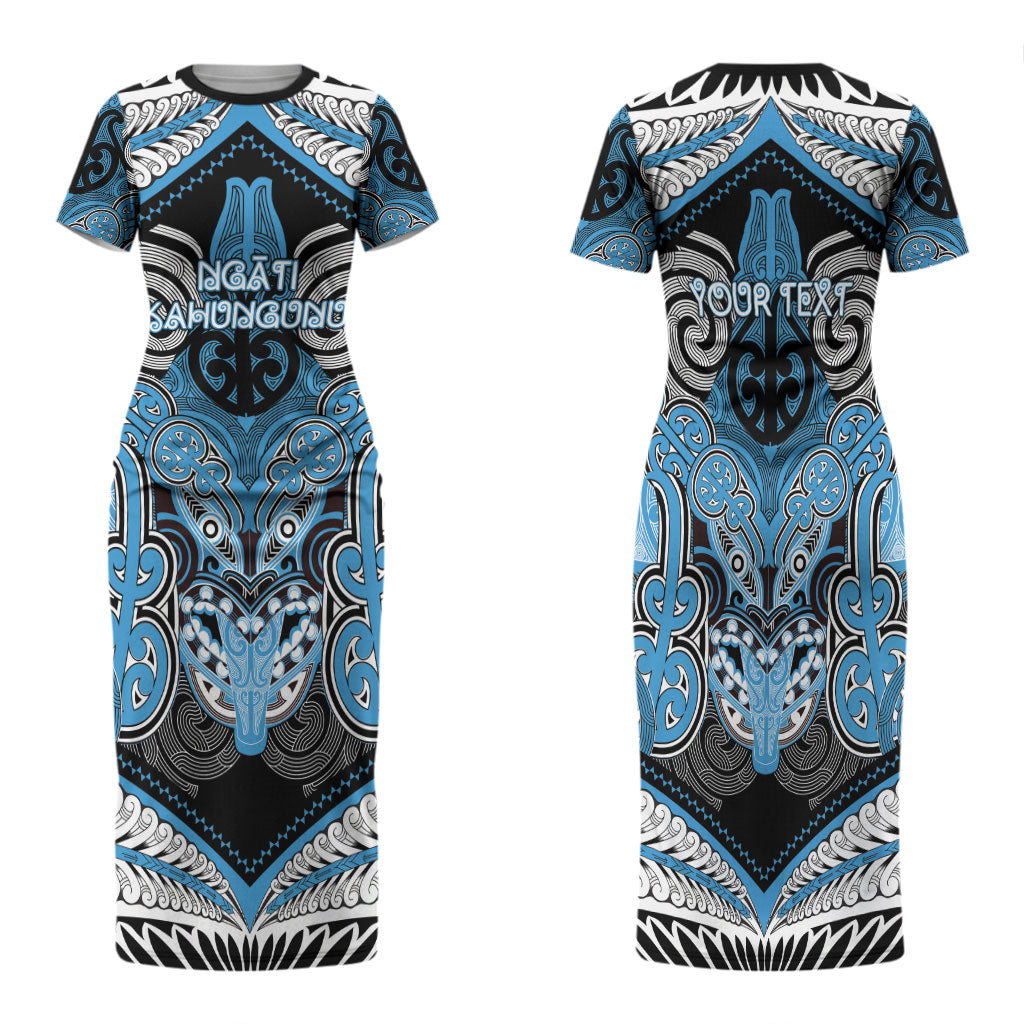 Aotearoa Iwi Ngati Kahungunu Personalised Family Matching Short Sleeve Bodycon Dress and Hawaiian Shirt Maori Kowhaiwhai Pattern