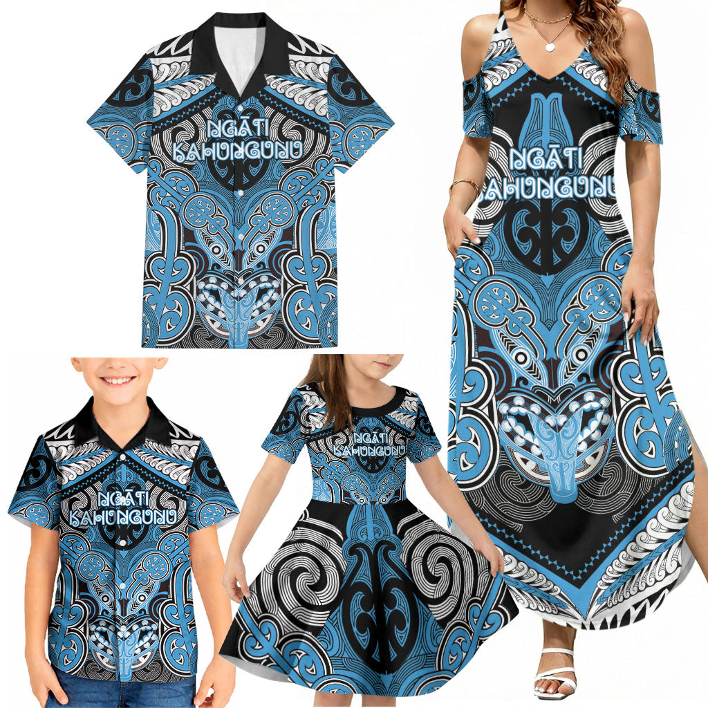 Aotearoa Iwi Ngati Kahungunu Personalised Family Matching Summer Maxi Dress and Hawaiian Shirt Maori Kowhaiwhai Pattern LT19 - Polynesian Pride