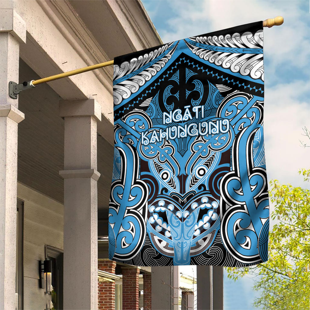 Aotearoa Iwi Ngati Kahungunu Garden Flag Maori Kowhaiwhai Pattern LT19 House Flag Blue - Polynesian Pride