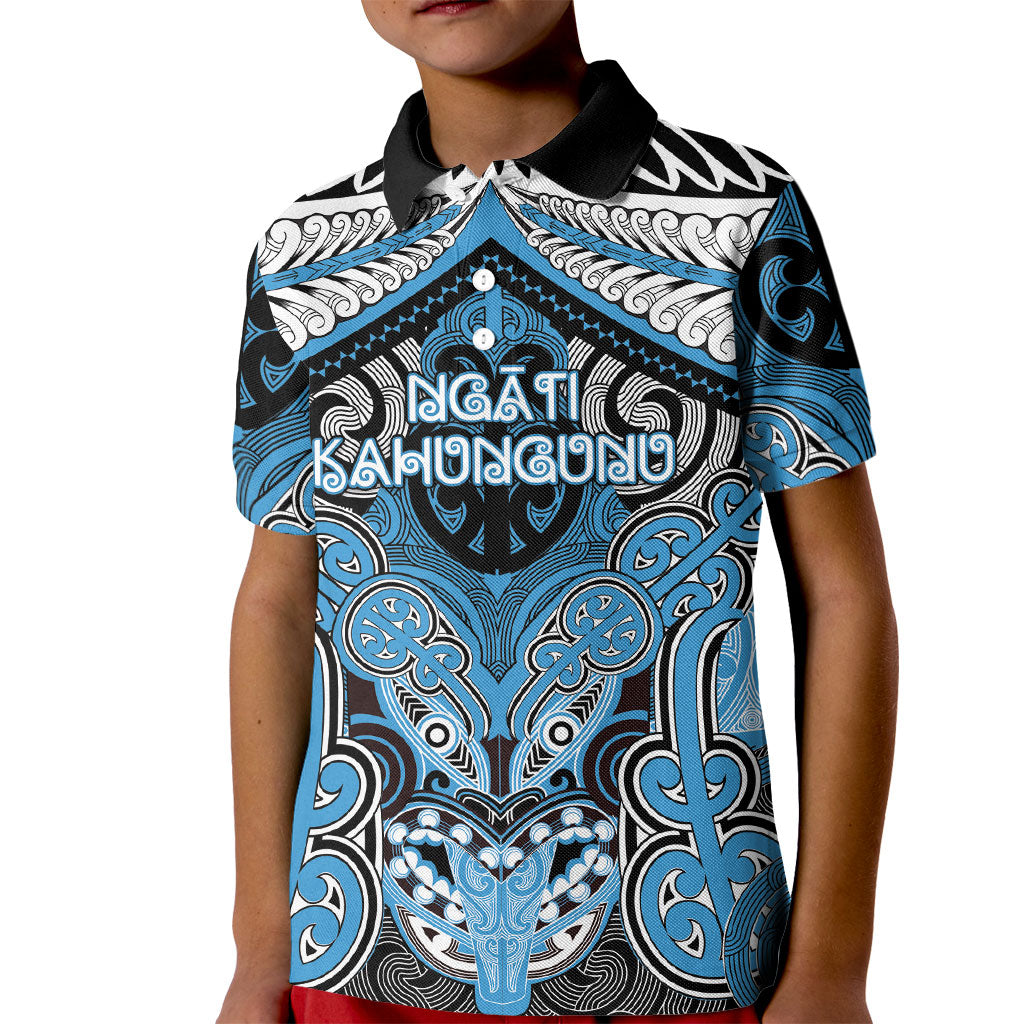Aotearoa Iwi Ngati Kahungunu Personalised Kid Polo Shirt Maori Kowhaiwhai Pattern