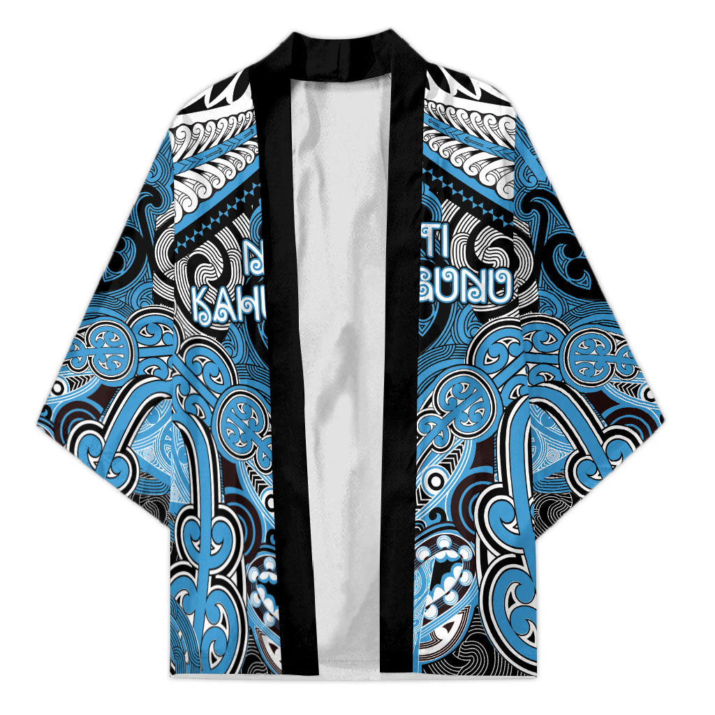 Aotearoa Iwi Ngati Kahungunu Personalised Kimono Maori Kowhaiwhai Pattern LT19 Unisex Blue - Polynesian Pride