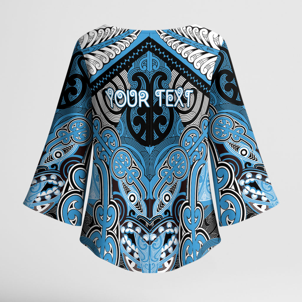 Aotearoa Iwi Ngati Kahungunu Personalised Kimono Sleeve Blouse Maori Kowhaiwhai Pattern
