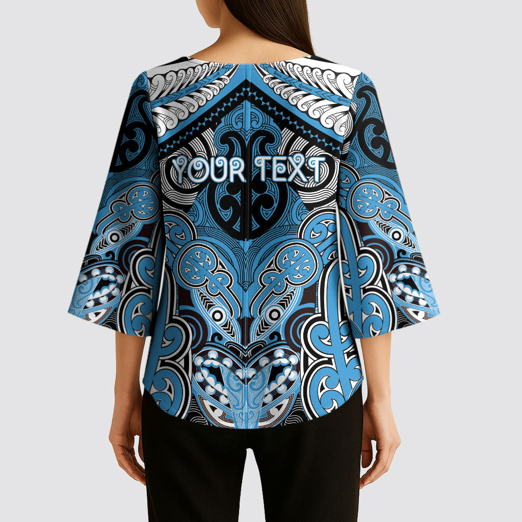 Aotearoa Iwi Ngati Kahungunu Personalised Kimono Sleeve Blouse Maori Kowhaiwhai Pattern
