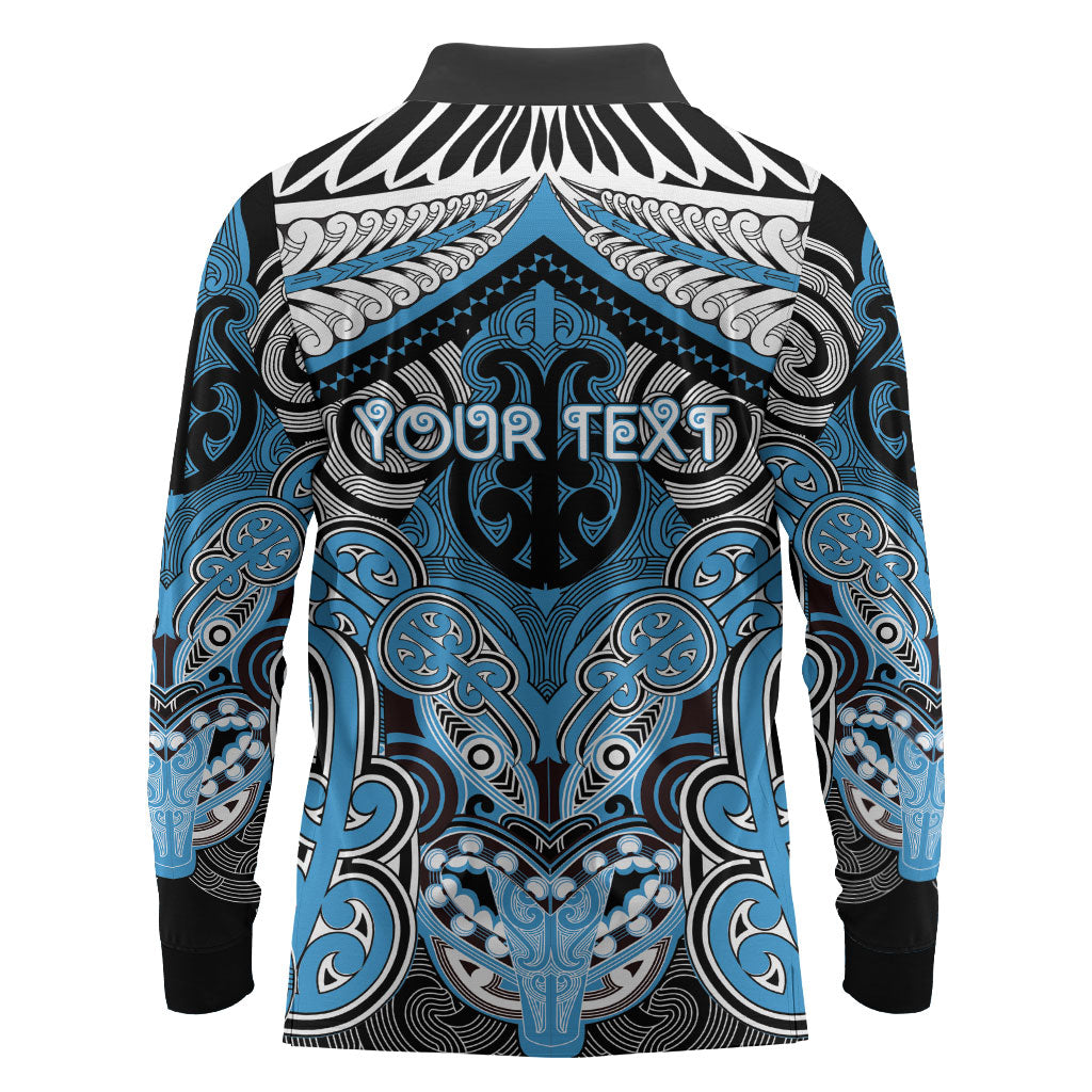 Aotearoa Iwi Ngati Kahungunu Personalised Long Sleeve Polo Shirt Maori Kowhaiwhai Pattern