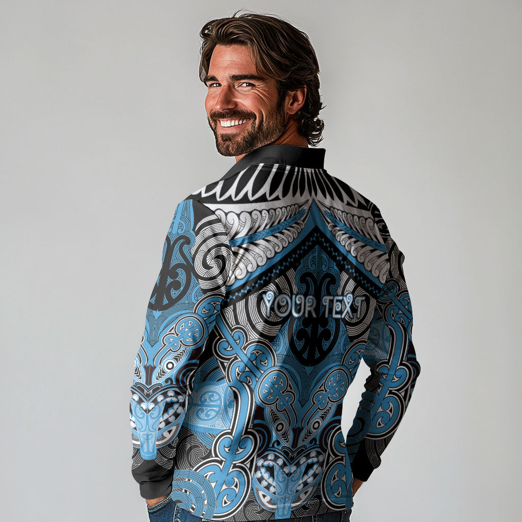 Aotearoa Iwi Ngati Kahungunu Personalised Long Sleeve Polo Shirt Maori Kowhaiwhai Pattern