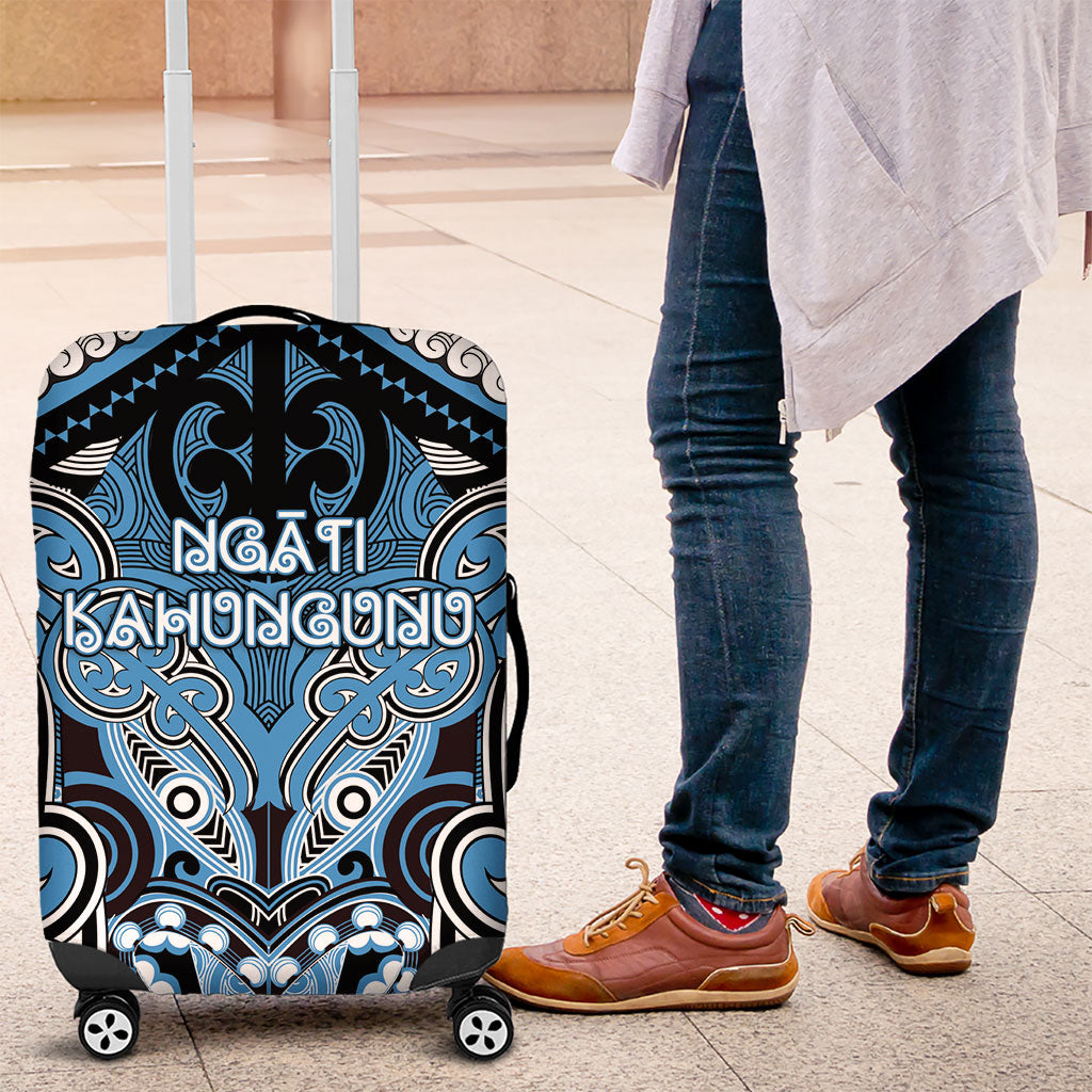 Aotearoa Iwi Ngati Kahungunu Luggage Cover Maori Kowhaiwhai Pattern LT19 Blue - Polynesian Pride