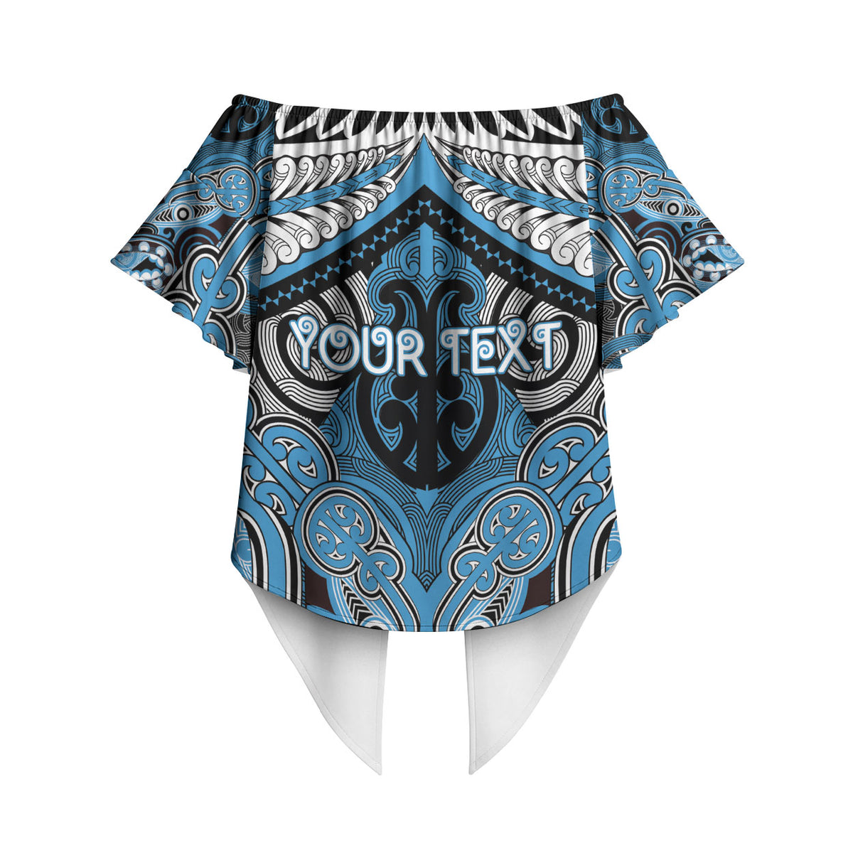 Aotearoa Iwi Ngati Kahungunu Personalised Off Shoulder Wrap Waist Top Maori Kowhaiwhai Pattern