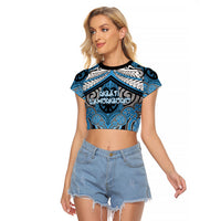 Aotearoa Iwi Ngati Kahungunu Personalised Raglan Cropped T Shirt Maori Kowhaiwhai Pattern