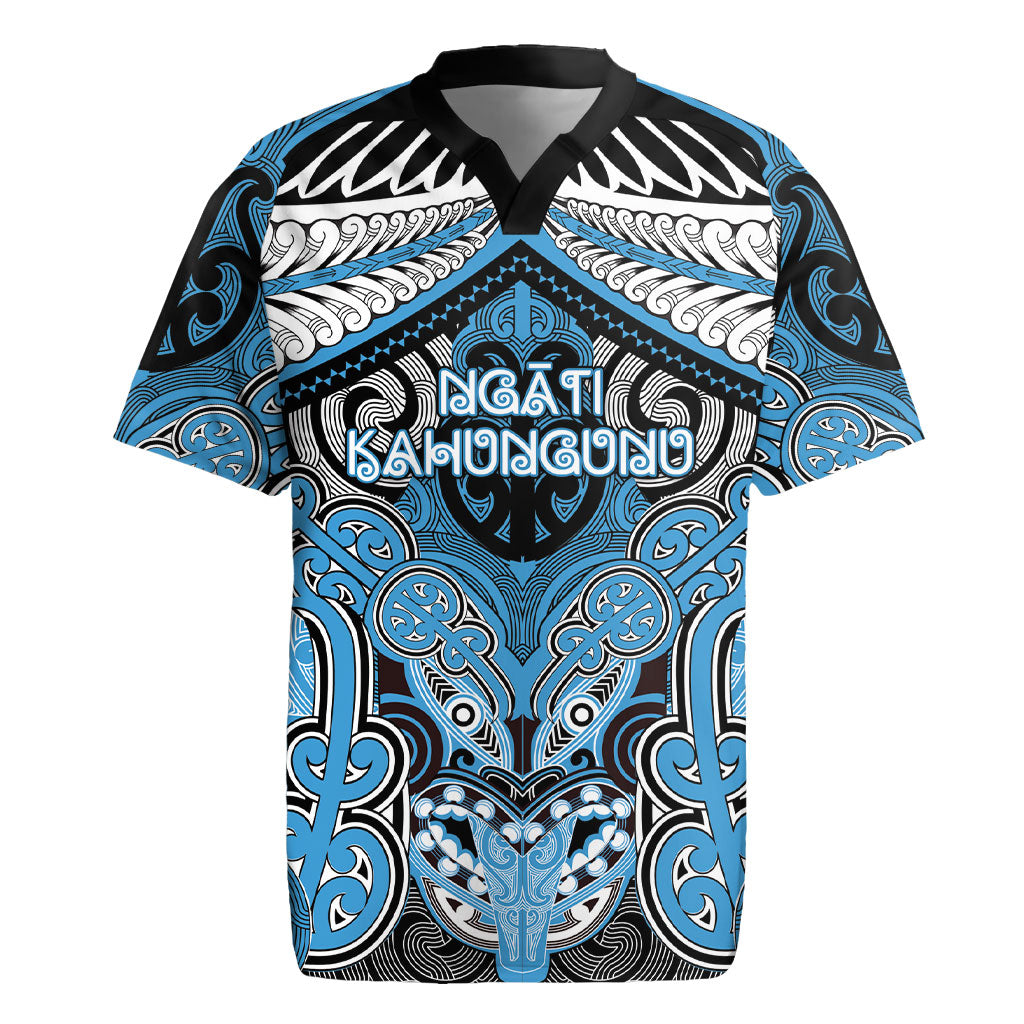 Aotearoa Iwi Ngati Kahungunu Personalised Rugby Jersey Maori Kowhaiwhai Pattern LT19 Blue - Polynesian Pride