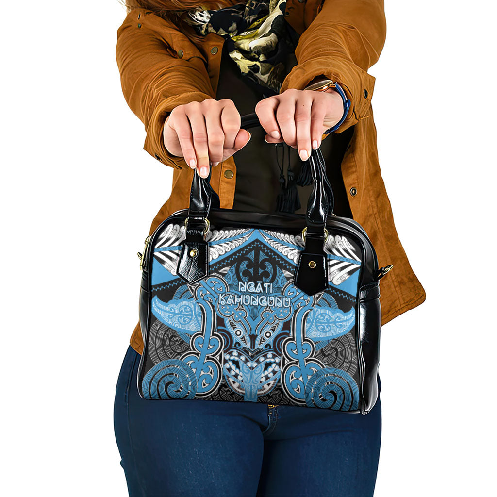 Aotearoa Iwi Ngati Kahungunu Shoulder Handbag Maori Kowhaiwhai Pattern LT19 One Size Blue - Polynesian Pride