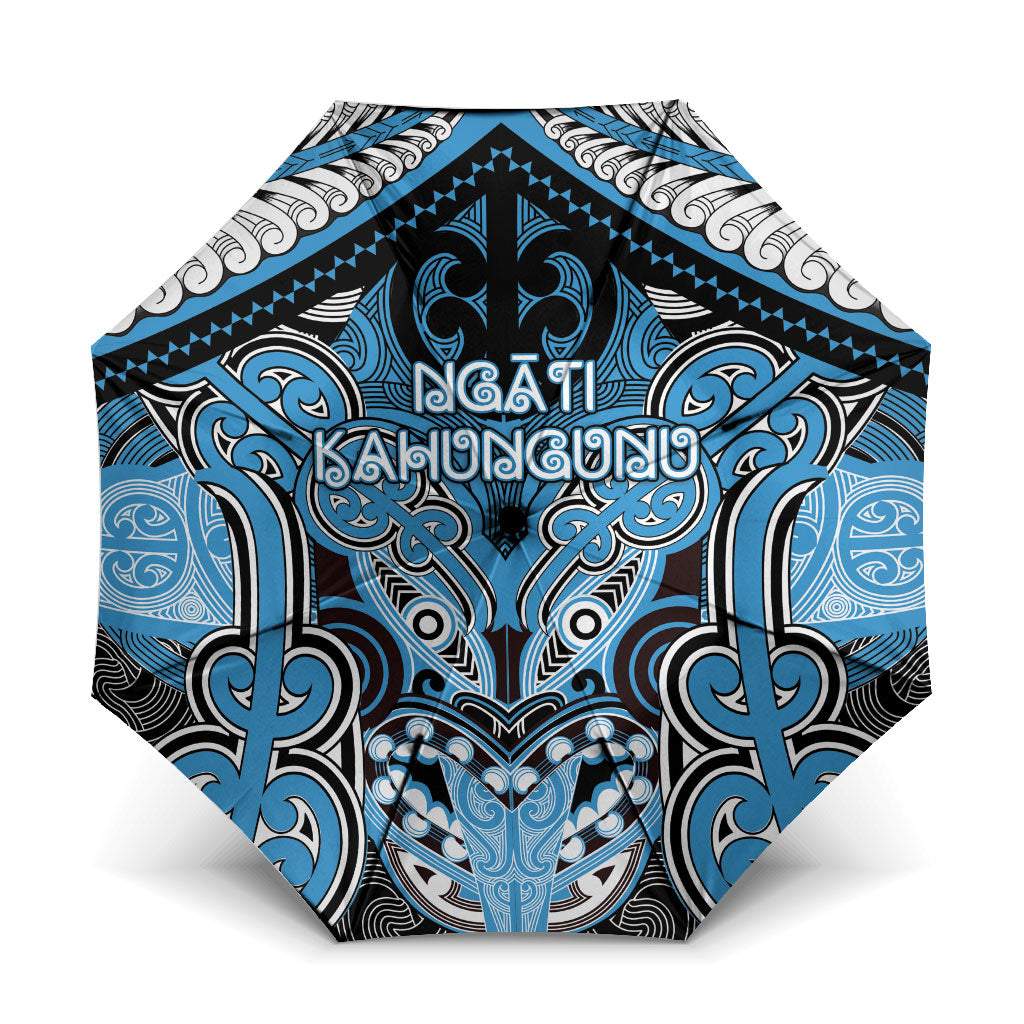 Aotearoa Iwi Ngati Kahungunu Umbrella Maori Kowhaiwhai Pattern LT19 One Size Folded 11.42 inch Opened Diameter 37.4 inch Blue - Polynesian Pride