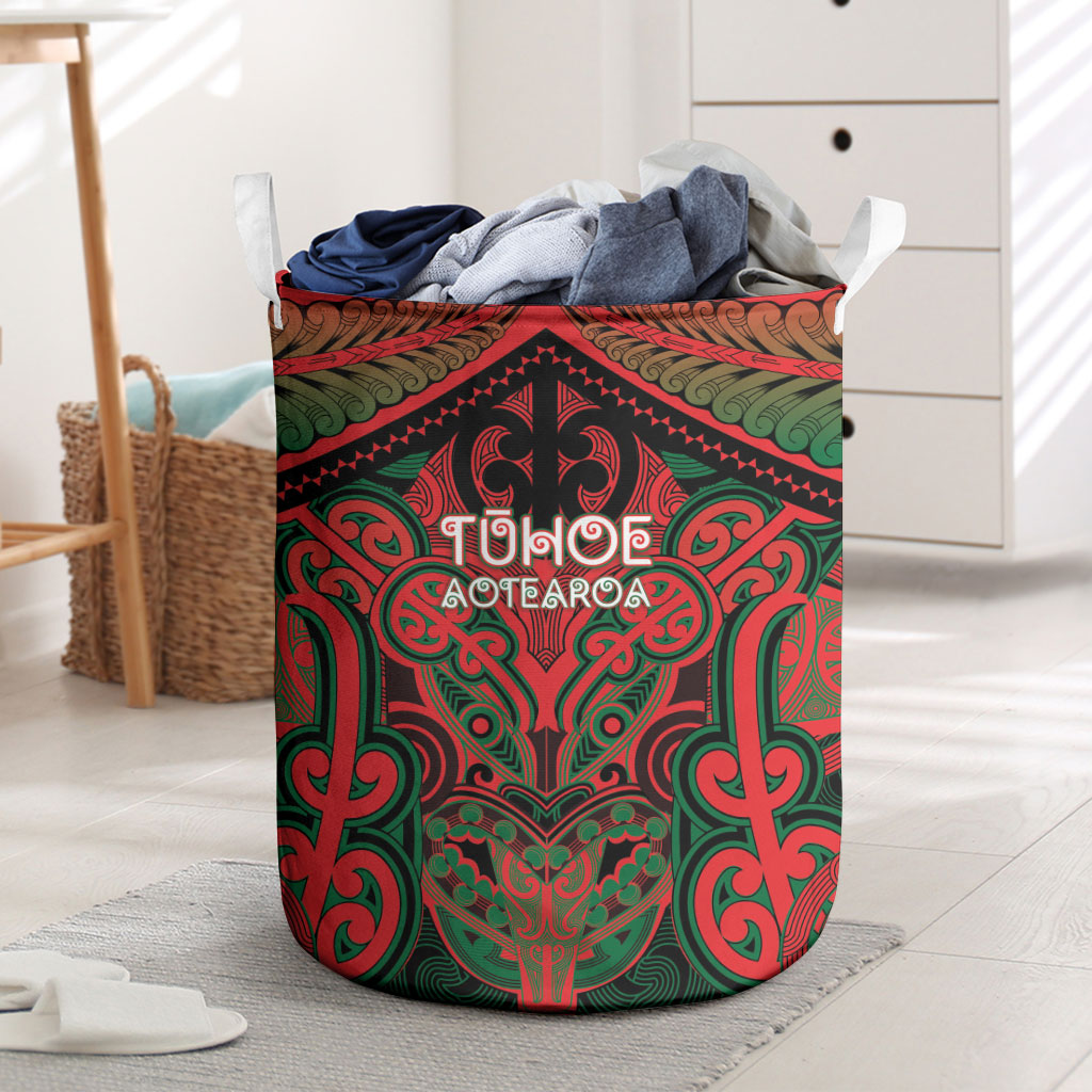 Aotearoa Iwi Tuhoe Laundry Basket Maori Kowhaiwhai Pattern LT19 Red - Polynesian Pride