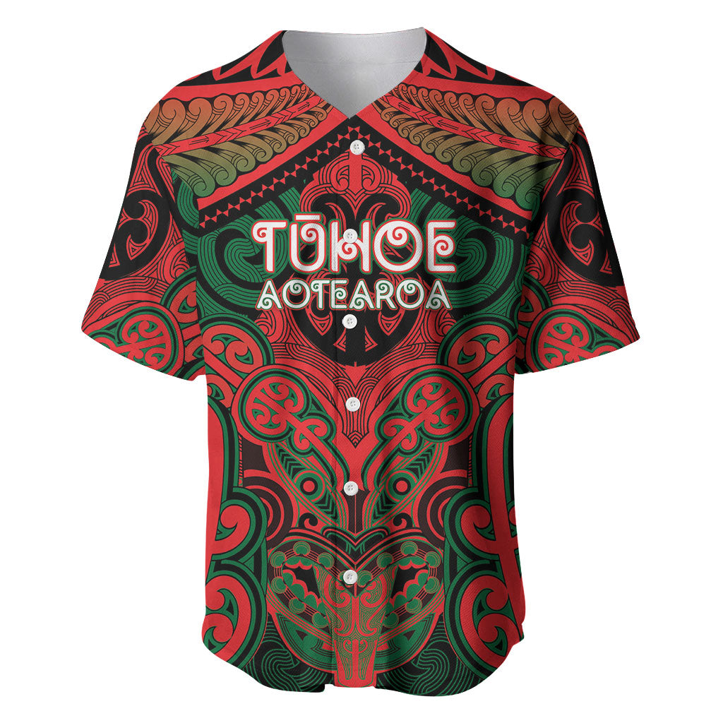 Aotearoa Iwi Tuhoe Personalised Baseball Jersey Maori Kowhaiwhai Pattern LT19 Red - Polynesian Pride